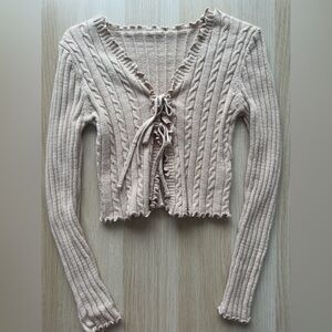 SHEIN Cream Cable Knit Cardigan
